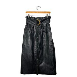 Tularosa Black Pleather Maxi A-Line Skirt